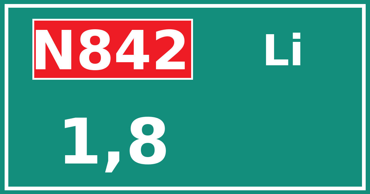 Hectometerbord N842 1,8 zijde Li
