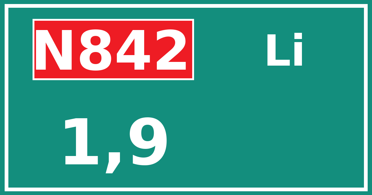 Hectometerbord N842 1,9 zijde Li