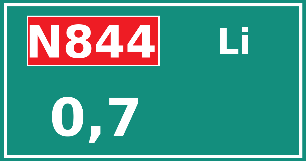 Hectometerbord N844 0,7 zijde Li