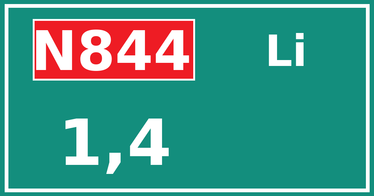Hectometerbord N844 1,4 zijde Li