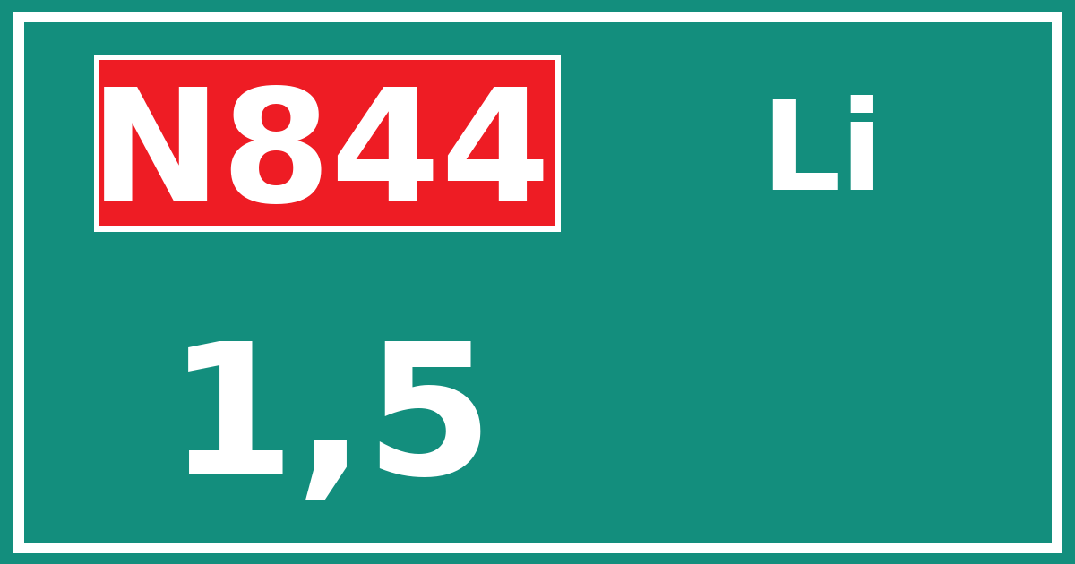 Hectometerbord N844 1,5 zijde Li