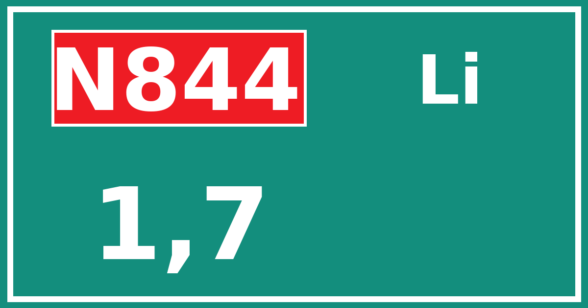 Hectometerbord N844 1,7 zijde Li