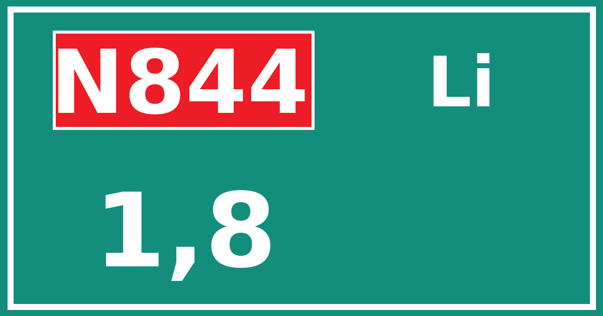 Hectometerbord N844 1,8 zijde Li
