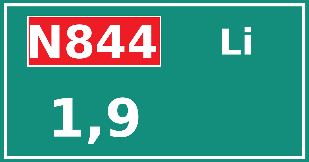 Hectometerbord N844 1,9 zijde Li