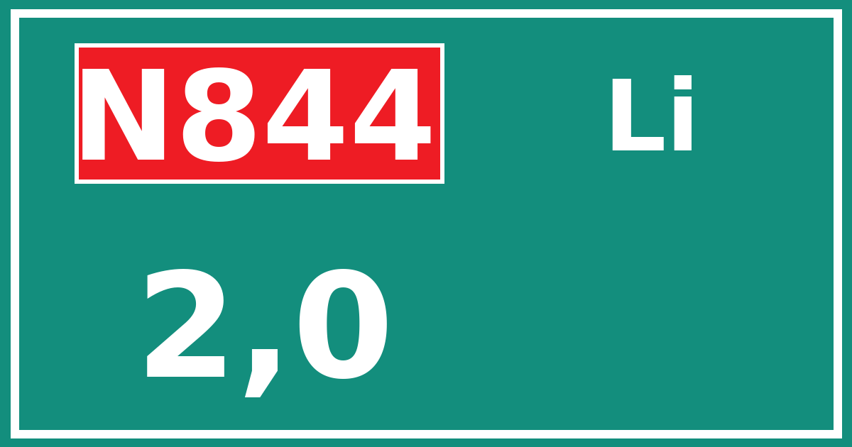 Hectometerbord N844 2,0 zijde Li