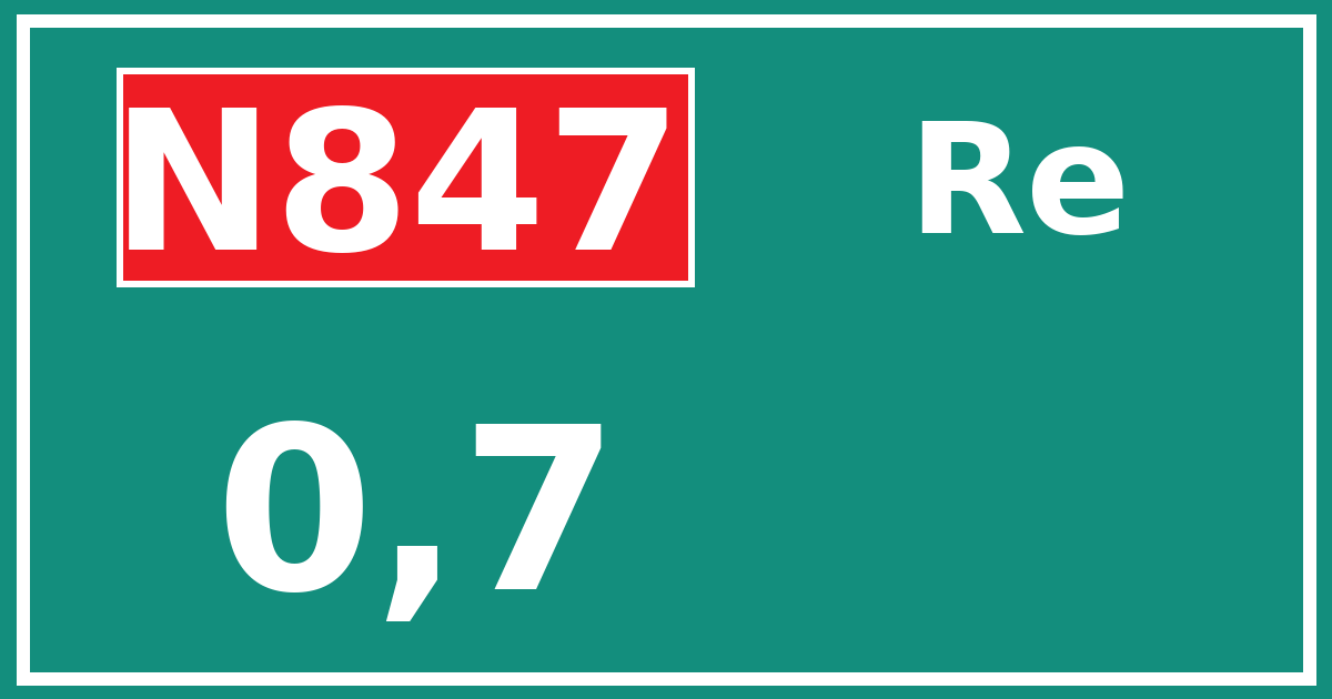 Hectometerbord N847 0,7 zijde Re