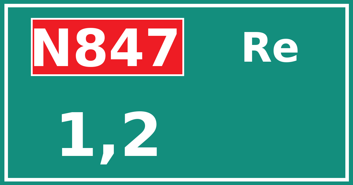Hectometerbord N847 1,2 zijde Re