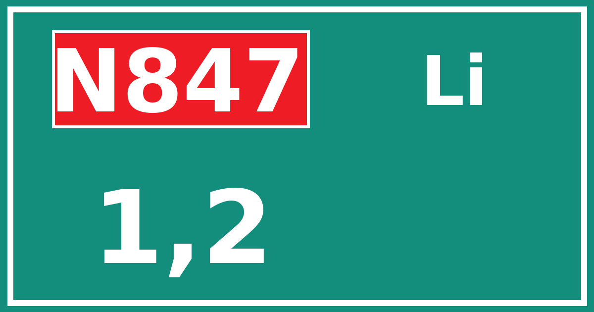 Hectometerbord N847 1,2 zijde Li