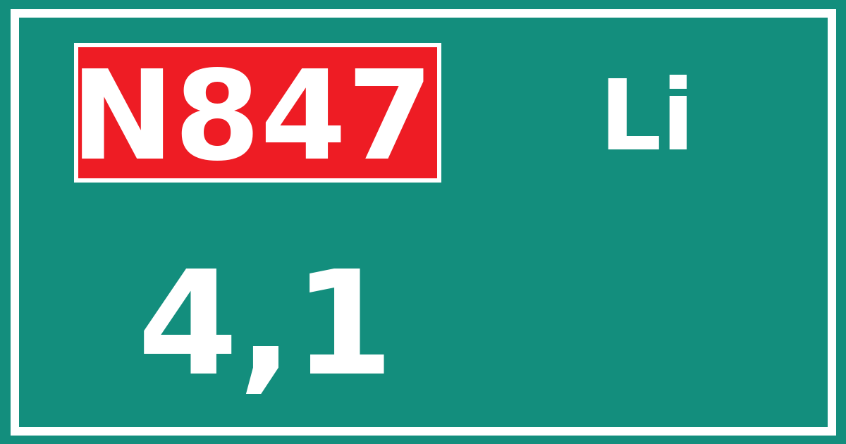Hectometerbord N847 4,1 zijde Li