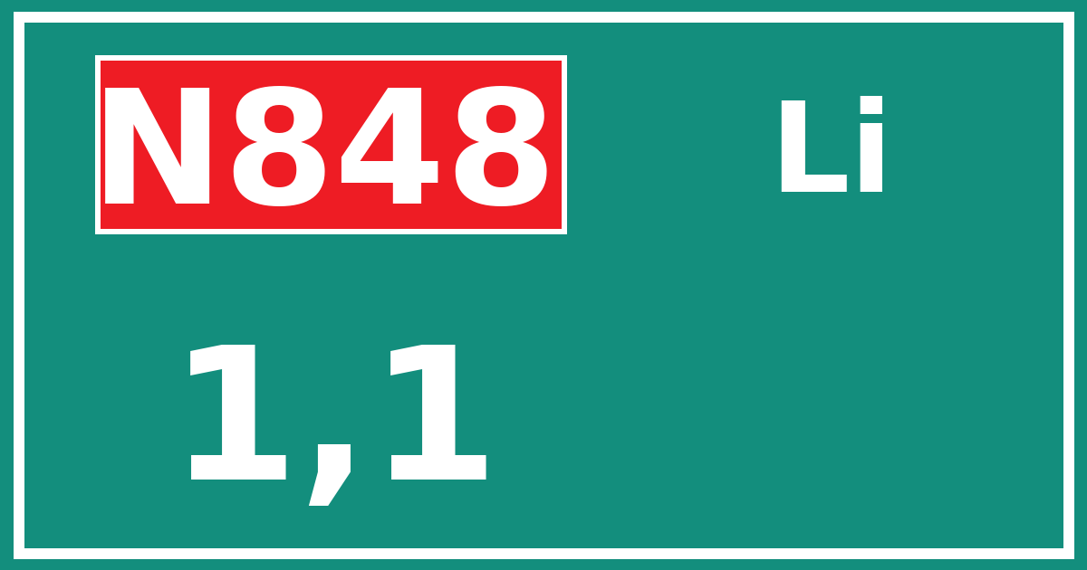 Hectometerbord N848 1,1 zijde Li
