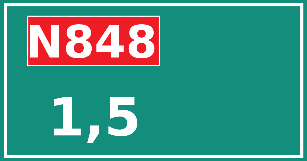 Hectometerbord N848 1,5