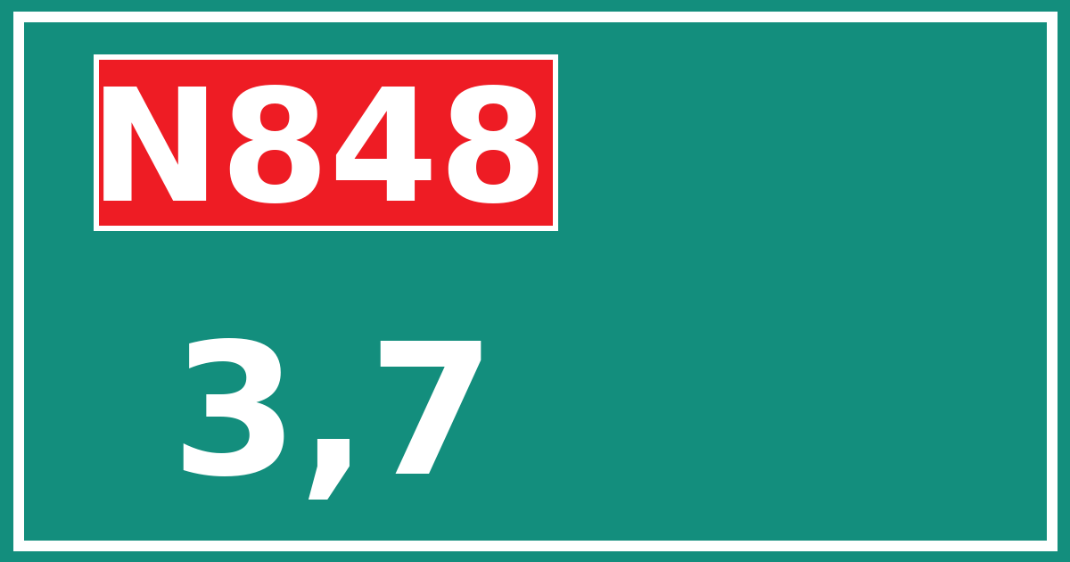 Hectometerbord N848 3,7