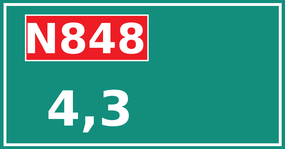 Hectometerbord N848 4,3
