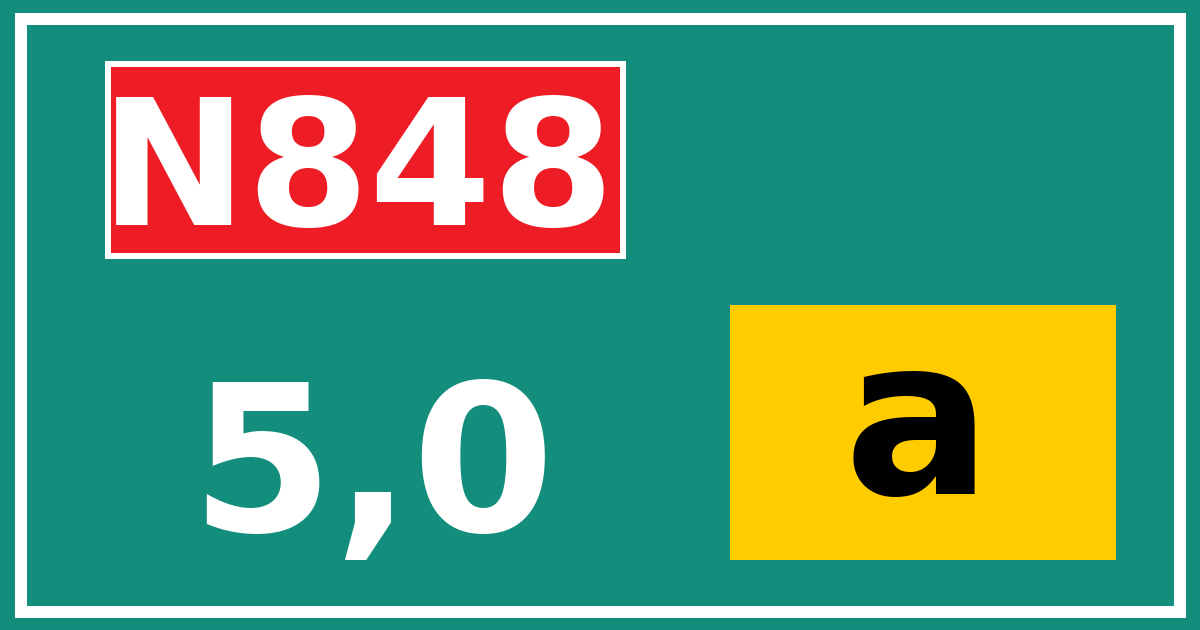 Hectometerbord N848 5,0 letter a