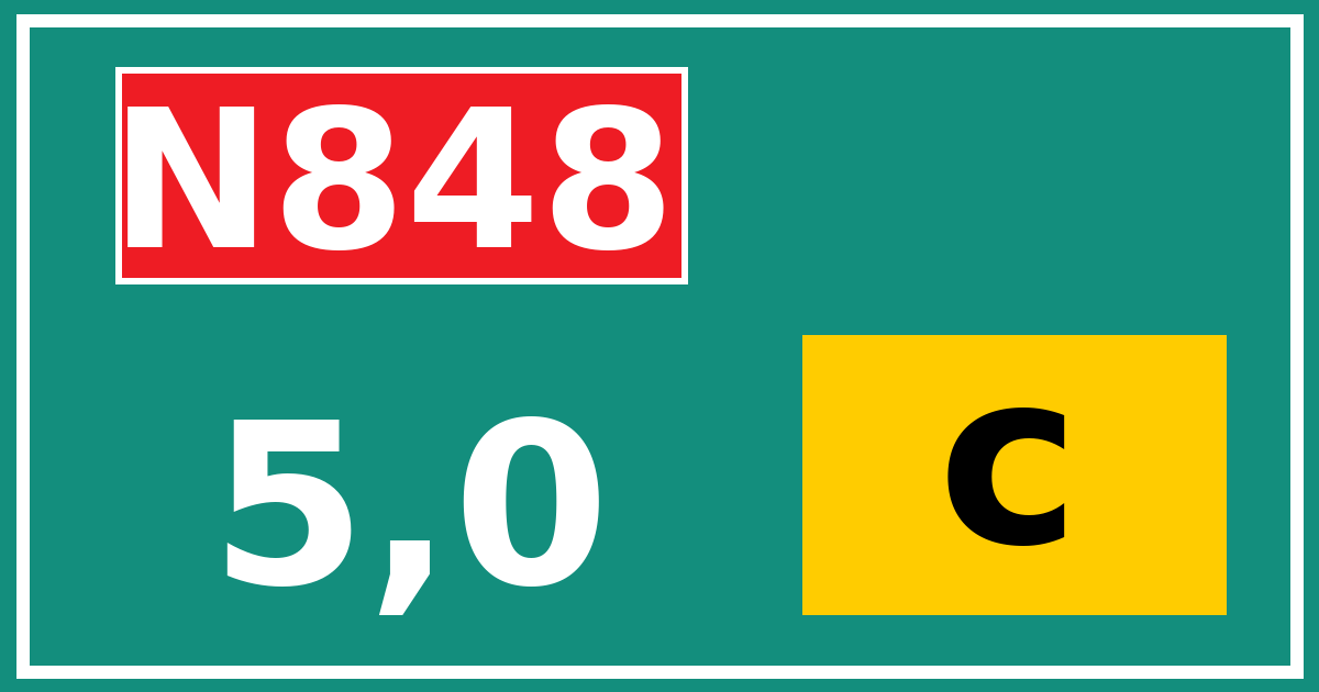Hectometerbord N848 5,0 letter c