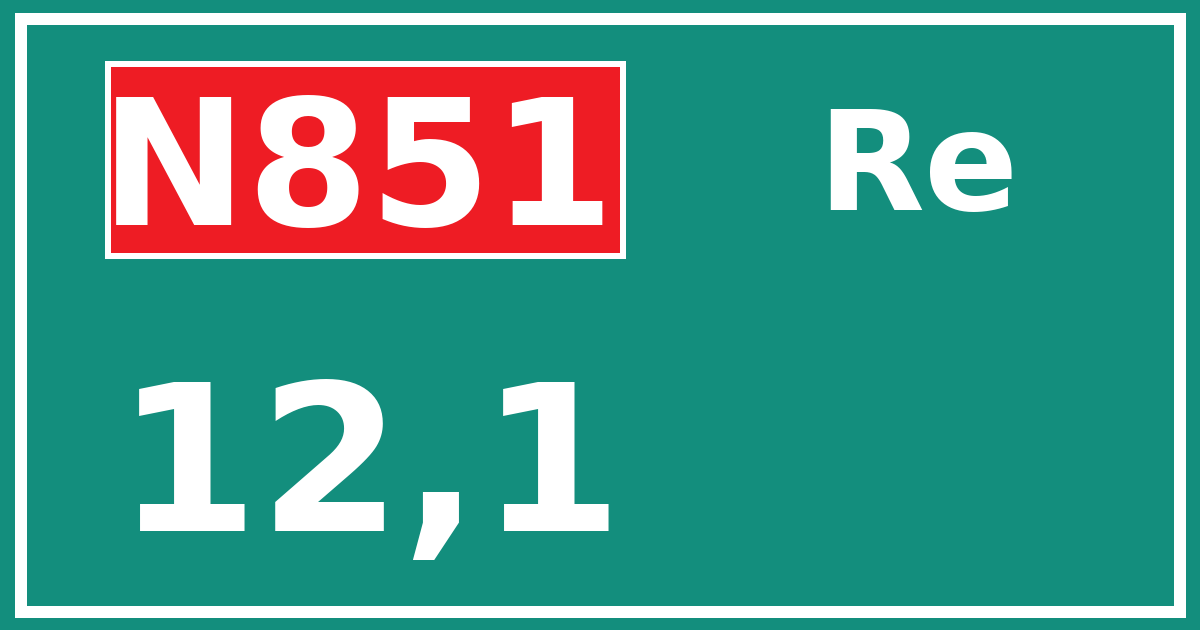 Hectometerbord N851 12,1 zijde Re