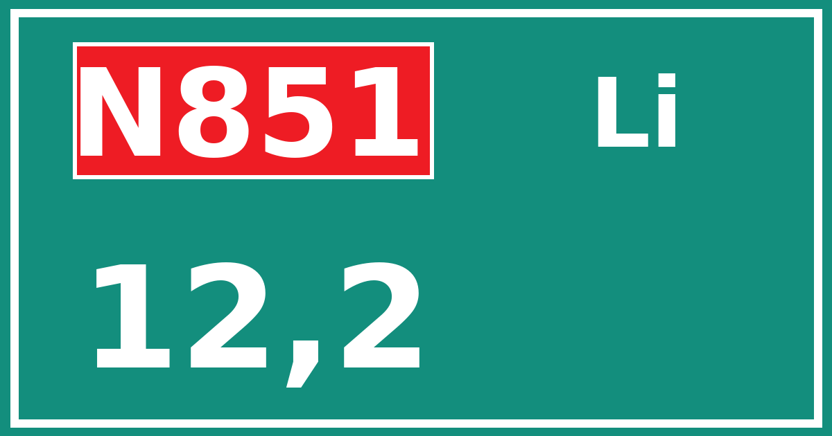 Hectometerbord N851 12,2 zijde Li