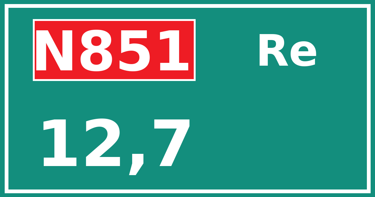 Hectometerbord N851 12,7 zijde Re