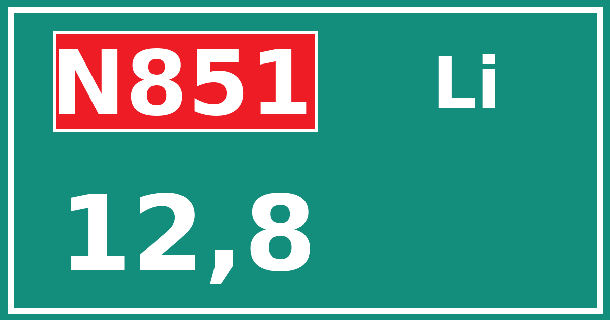 Hectometerbord N851 12,8 zijde Li