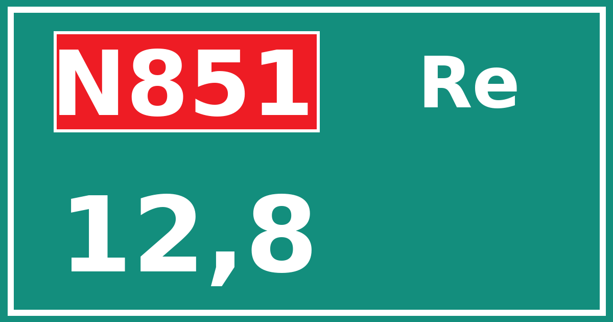 Hectometerbord N851 12,8 zijde Re
