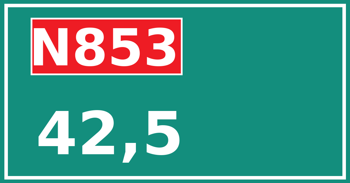 Hectometerbord N853 42,5