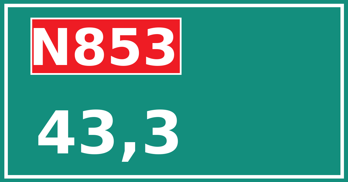Hectometerbord N853 43,3