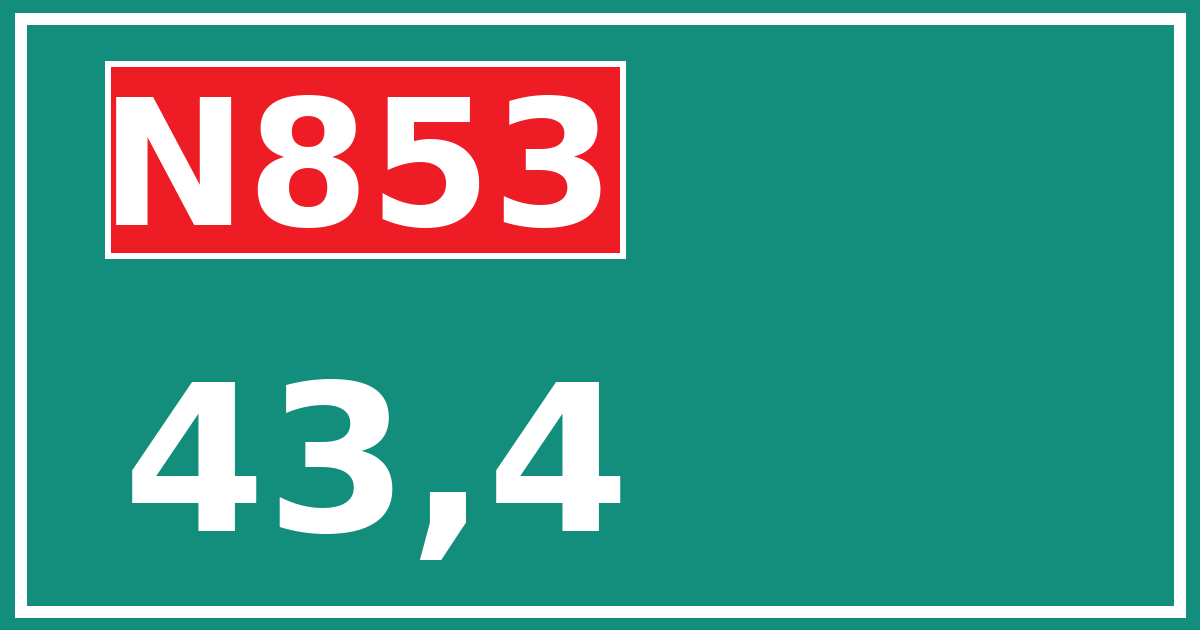 Hectometerbord N853 43,4