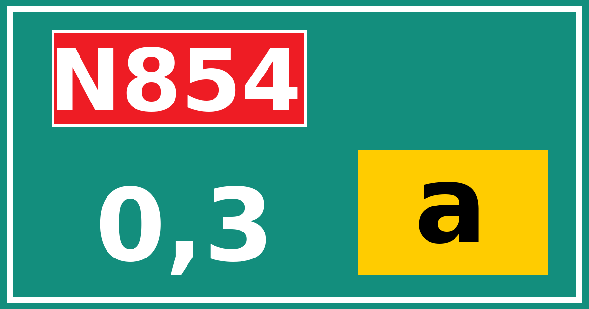 Hectometerbord N854 0,3 letter a