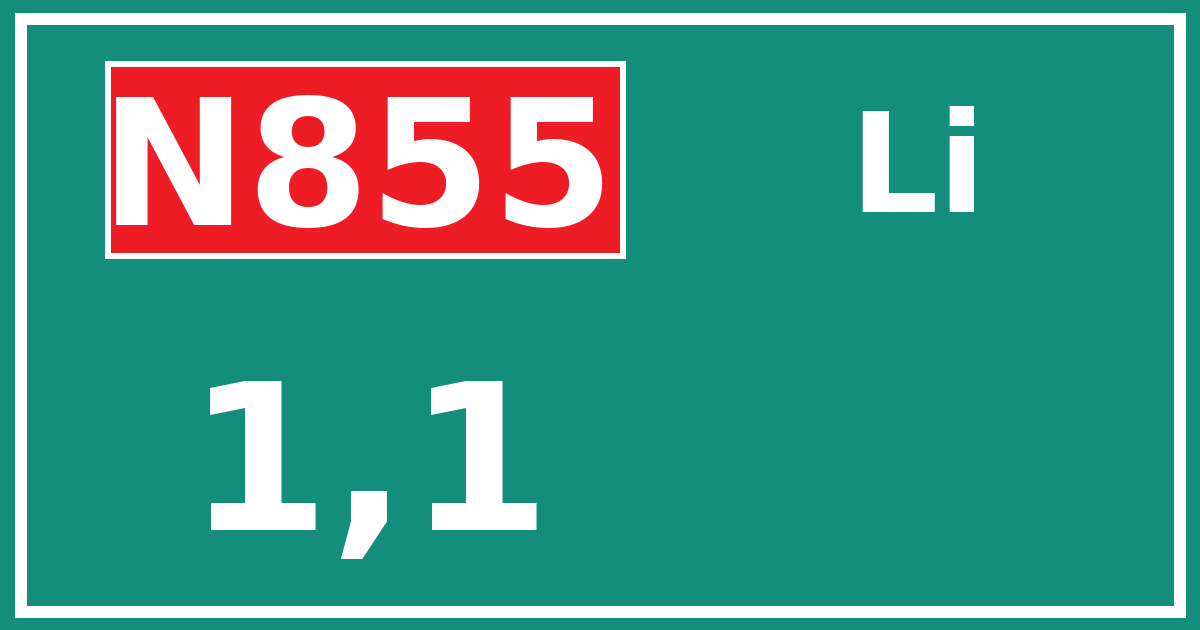 Hectometerbord N855 1,1 zijde Li