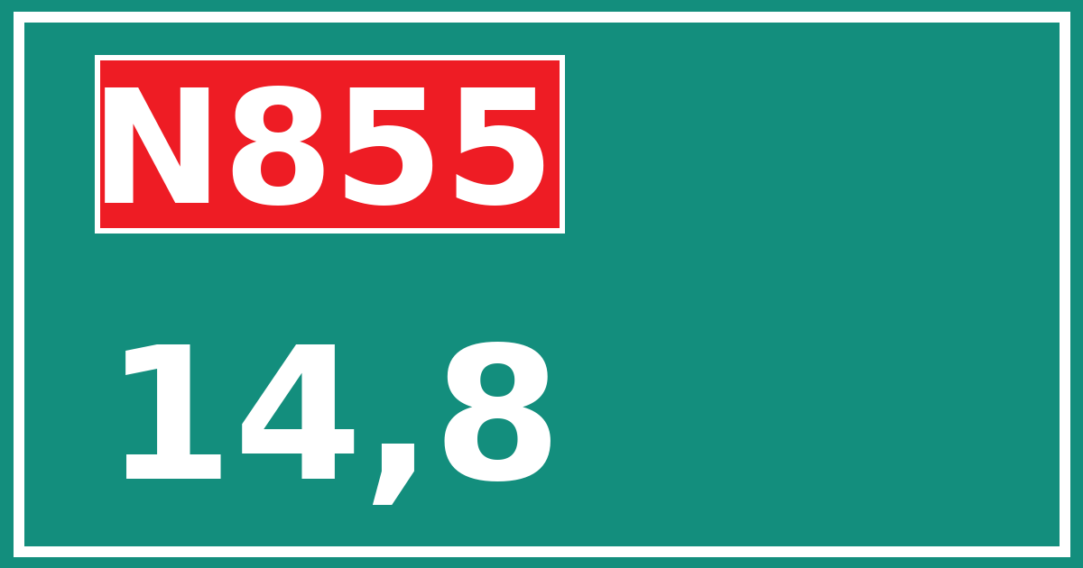 Hectometerbord N855 14,8