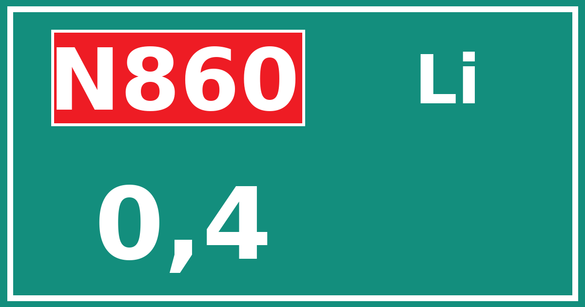 Hectometerbord N860 0,4 zijde Li