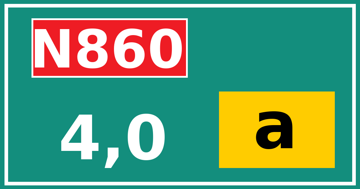 Hectometerbord N860 4,0 letter a