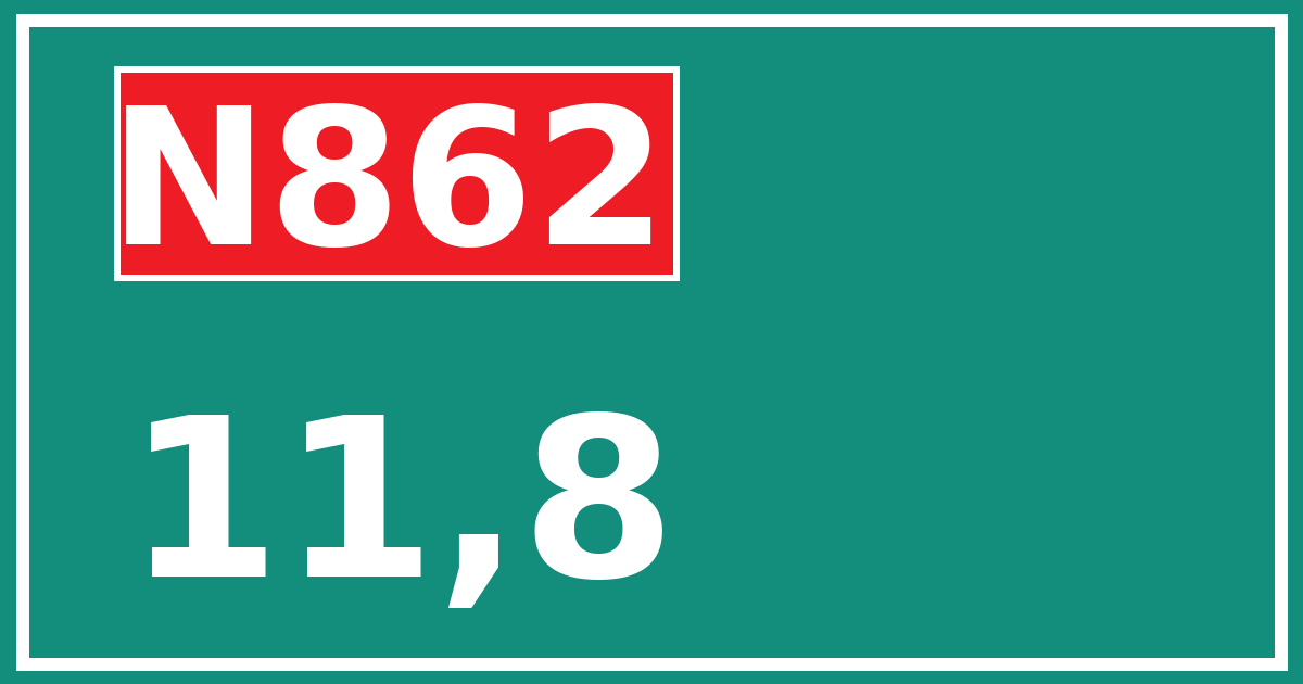 Hectometerbord N862 11,8