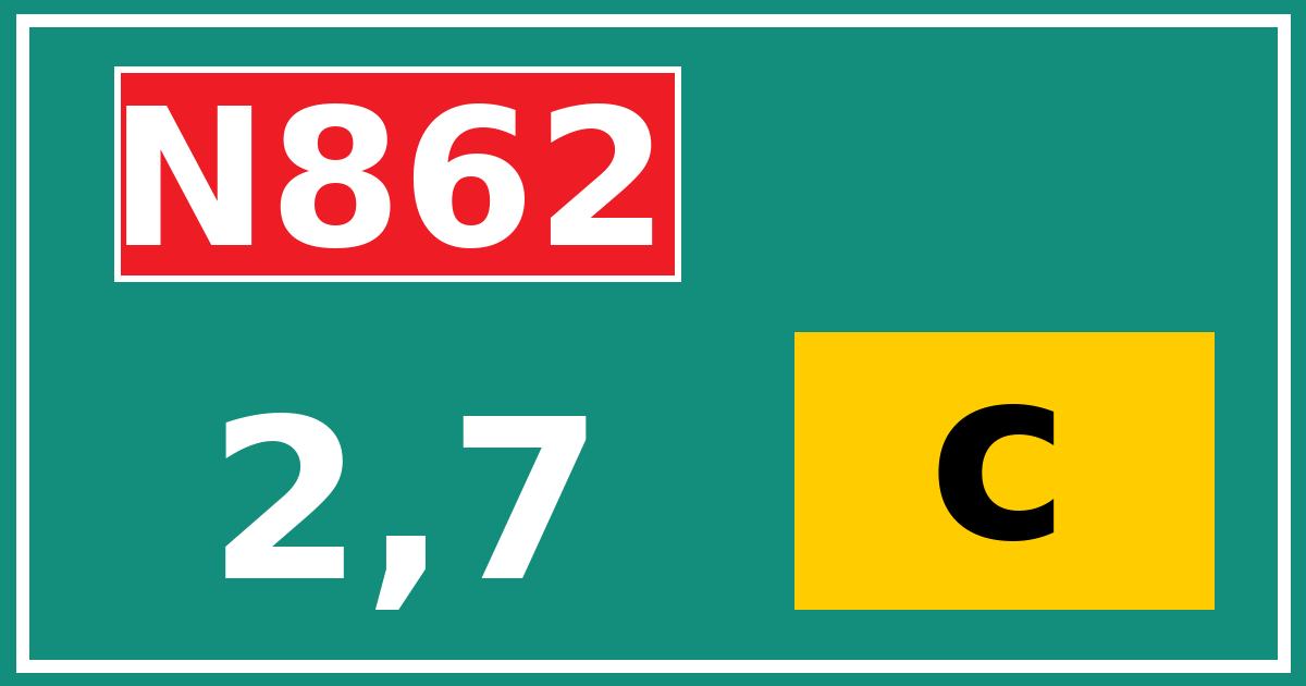 Hectometerbord N862 2,7 letter c
