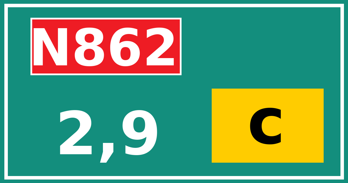 Hectometerbord N862 2,9 letter c