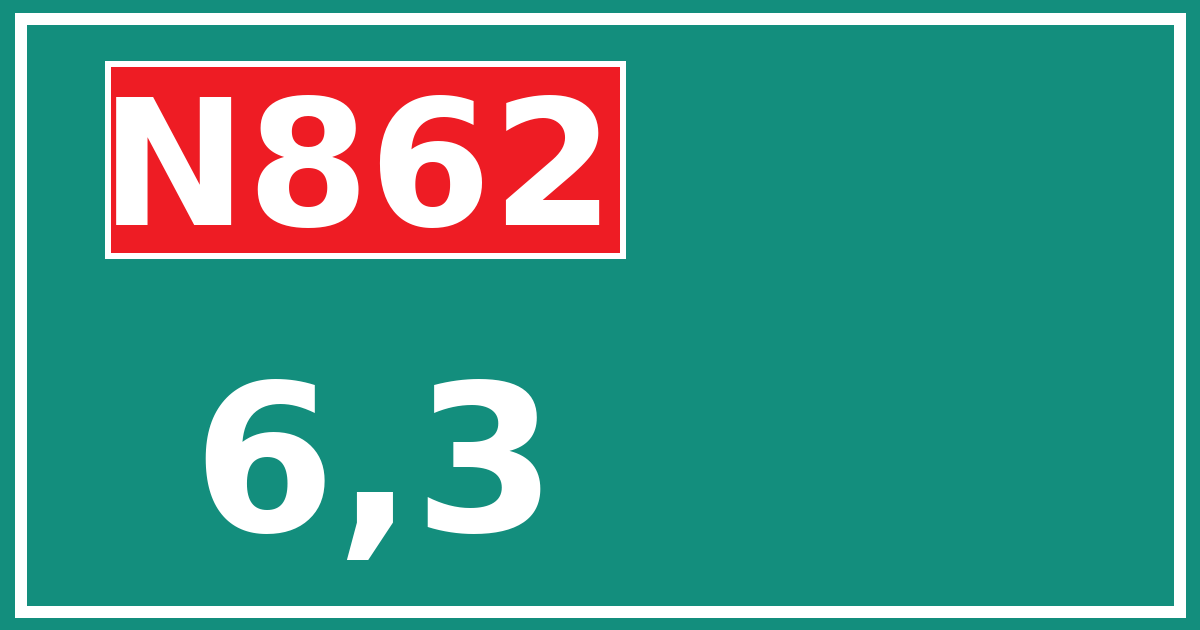 Hectometerbord N862 6,3