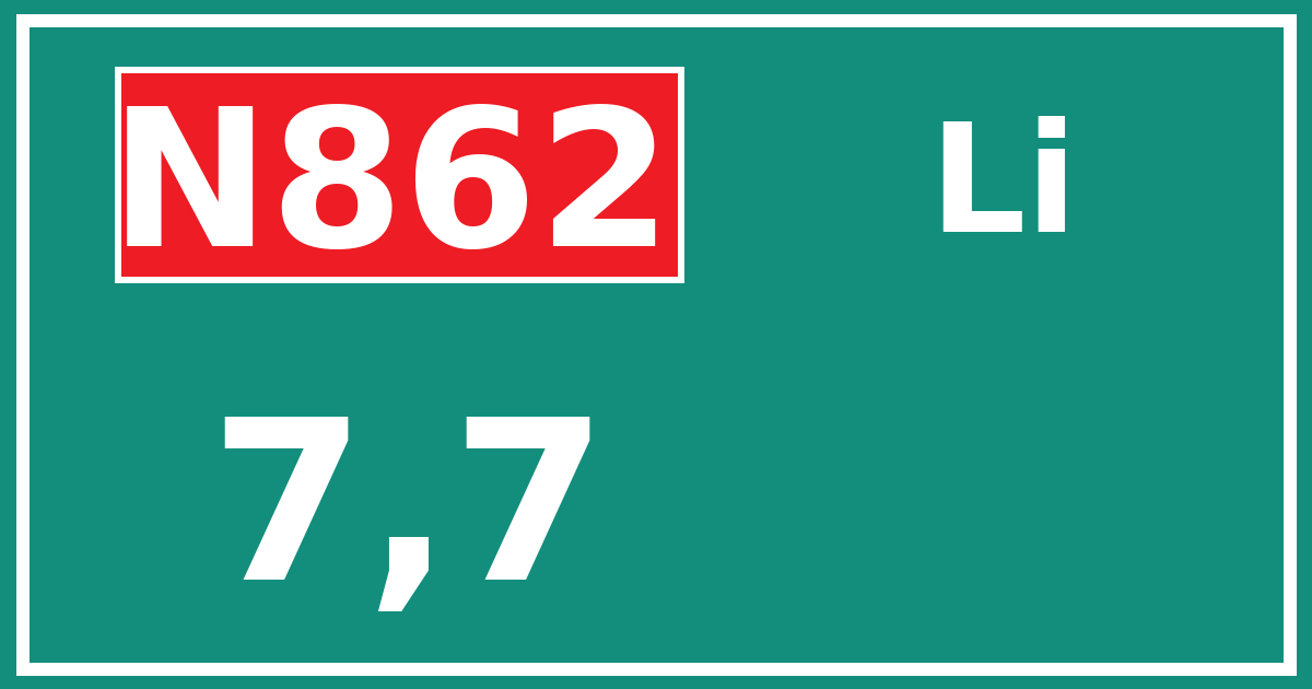 Hectometerbord N862 7,7 zijde Li