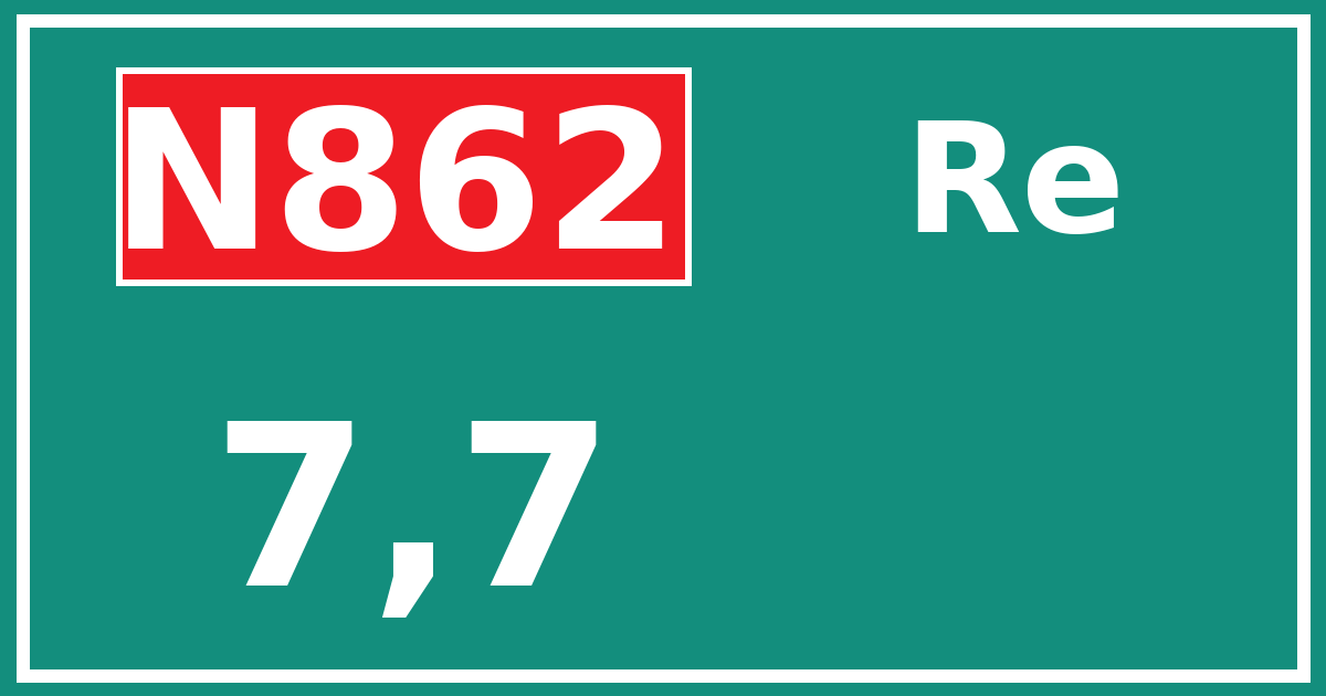 Hectometerbord N862 7,7 zijde Re