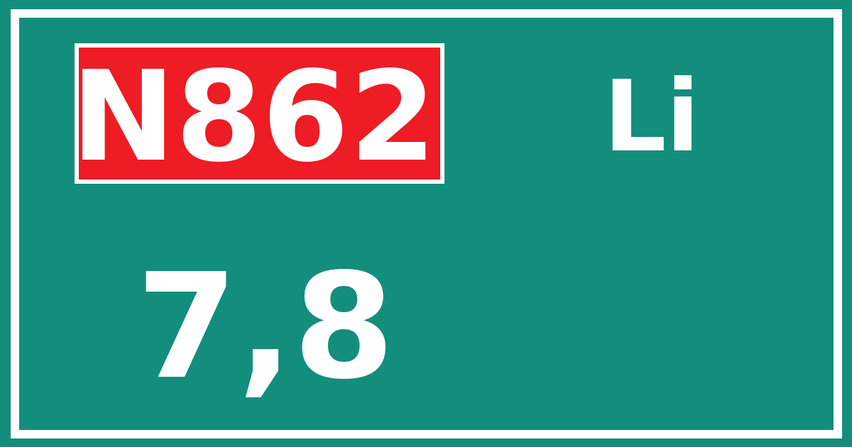 Hectometerbord N862 7,8 zijde Li