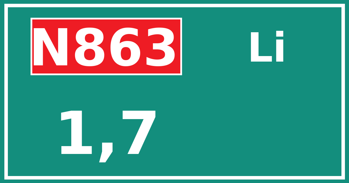 Hectometerbord N863 1,7 zijde Li