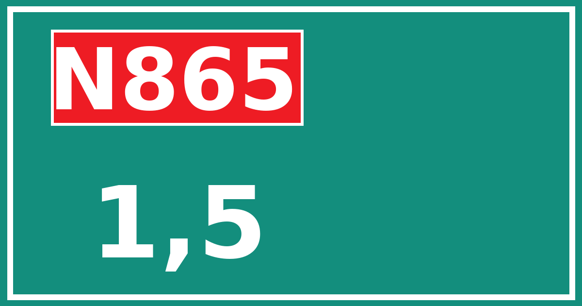 Hectometerbord N865 1,5