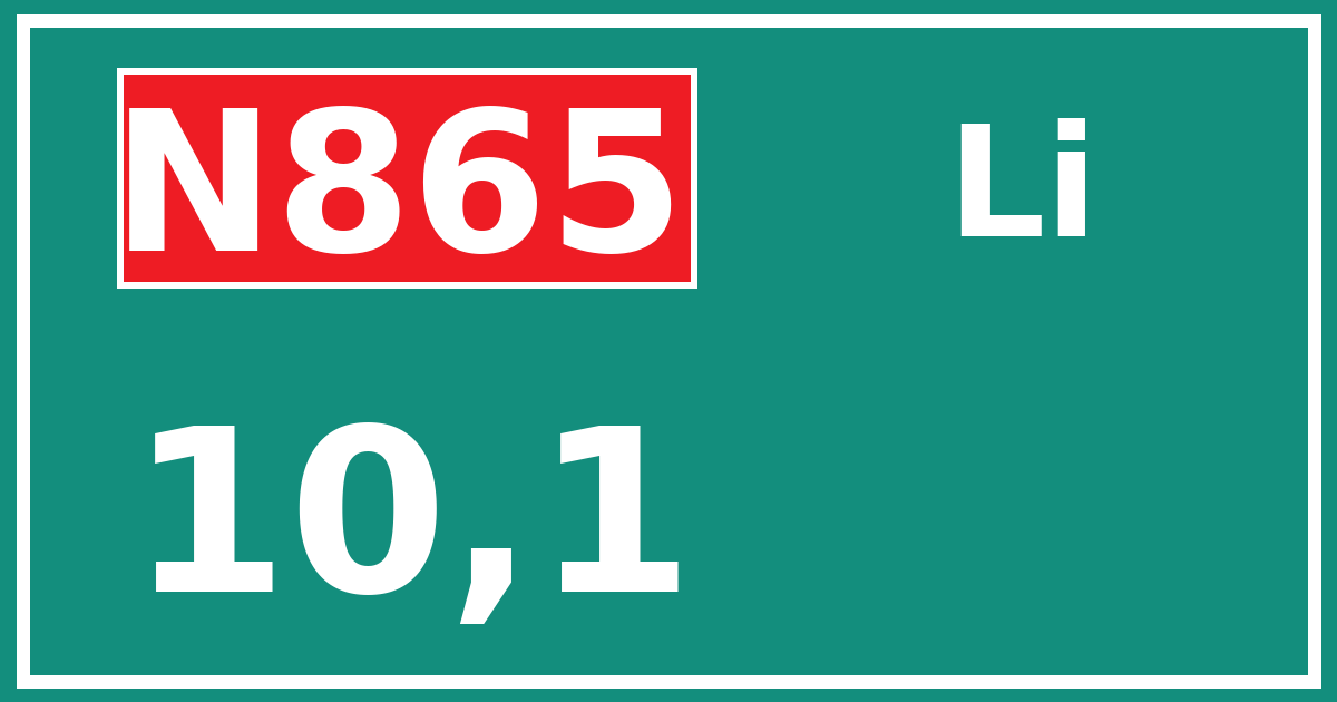 Hectometerbord N865 10,1 zijde Li