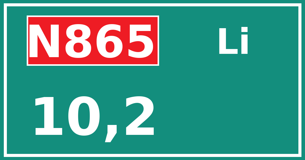 Hectometerbord N865 10,2 zijde Li