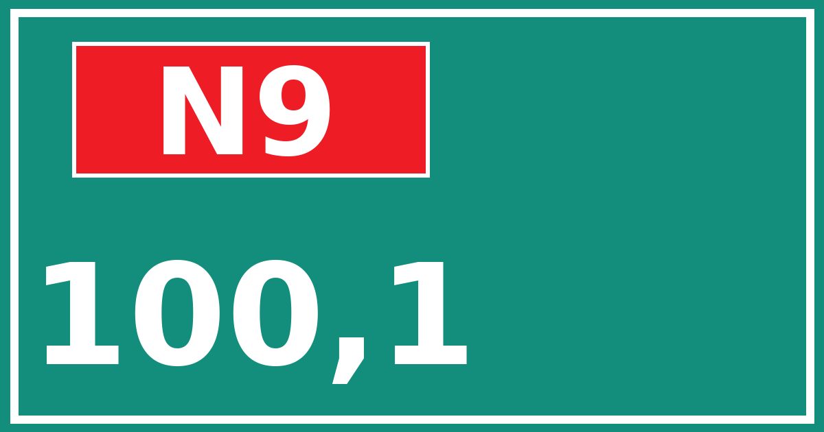 Hectometerbord N9 100,1