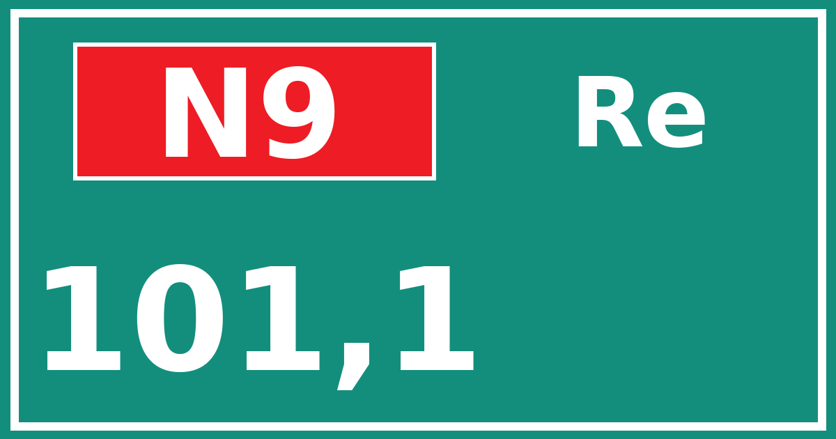 Hectometerbord N9 101,1 zijde Re