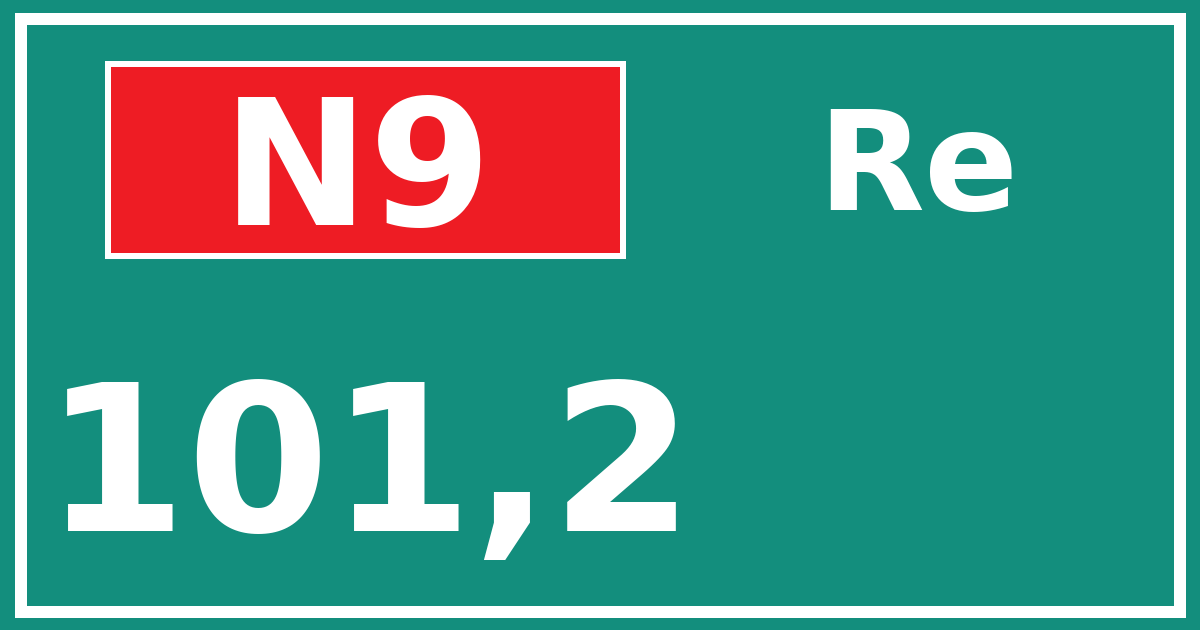 Hectometerbord N9 101,2 zijde Re