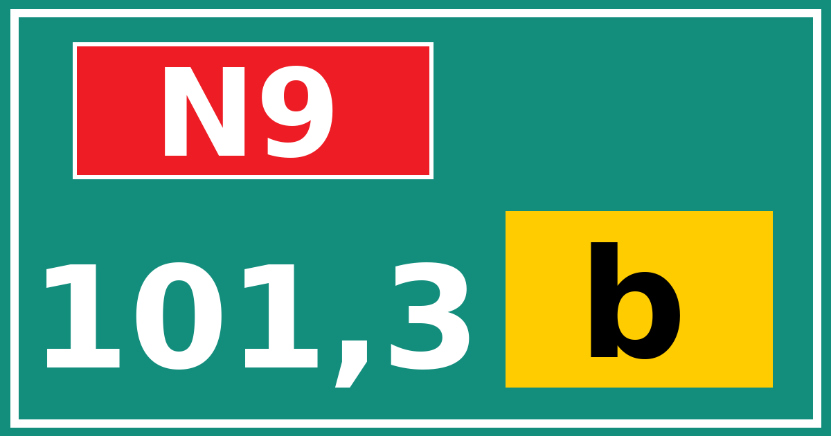 Hectometerbord N9 101,3 letter b