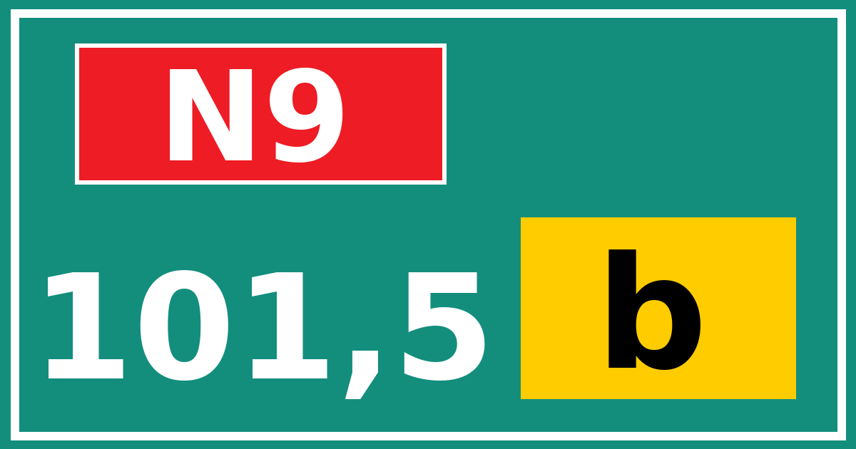 Hectometerbord N9 101,5 letter b