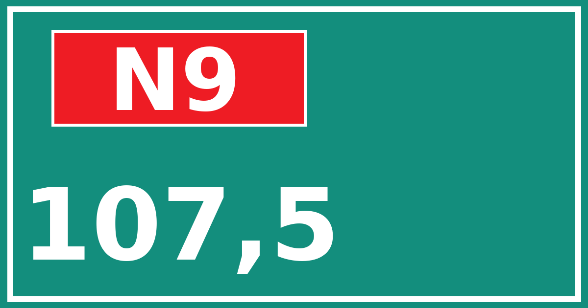 Hectometerbord N9 107,5