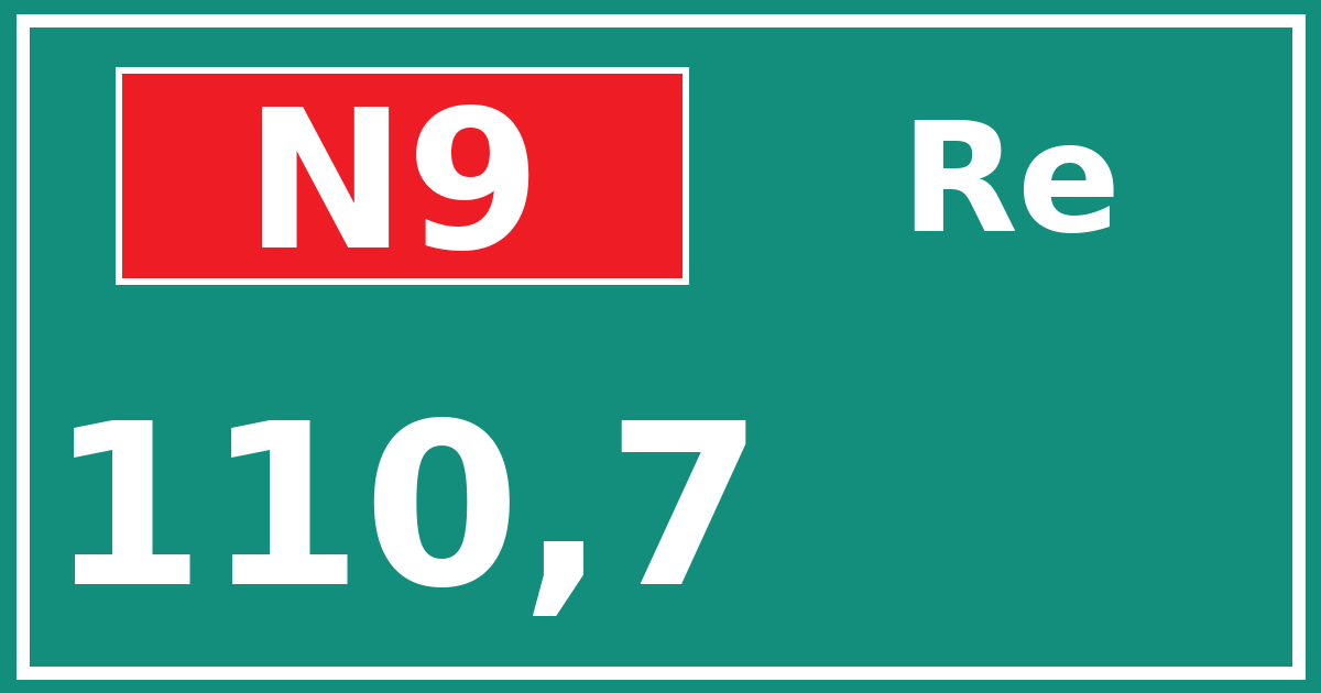Hectometerbord N9 110,7 zijde Re